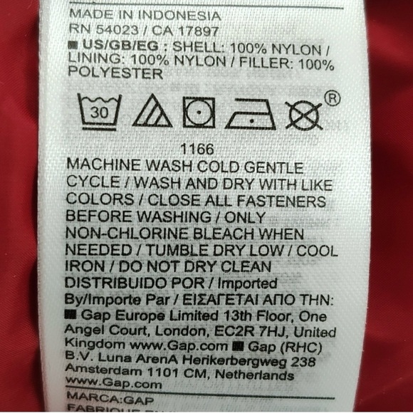 GAP Duvet Wrap Cropped Puffer Jacket Red Size XXL EUC - Picture 6 of 11